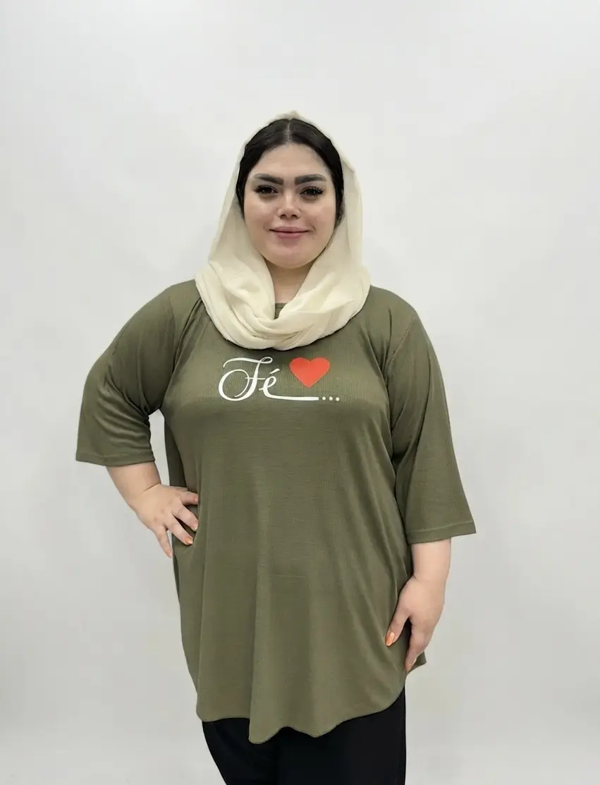 تونیک سایز بزرگ زنانه نخی طرح قلب (مدل زیگزال)